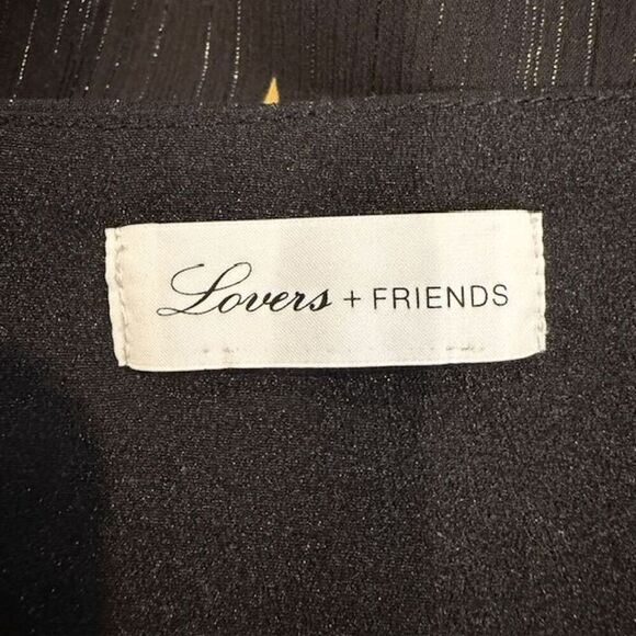 Lovers & Friends Georgie Star Bright Blouse Chiffon Ruffle Black Gold Size Small - Picture 6 of 11